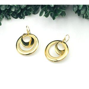 Vintage earrings double hoops gold tone by RLM